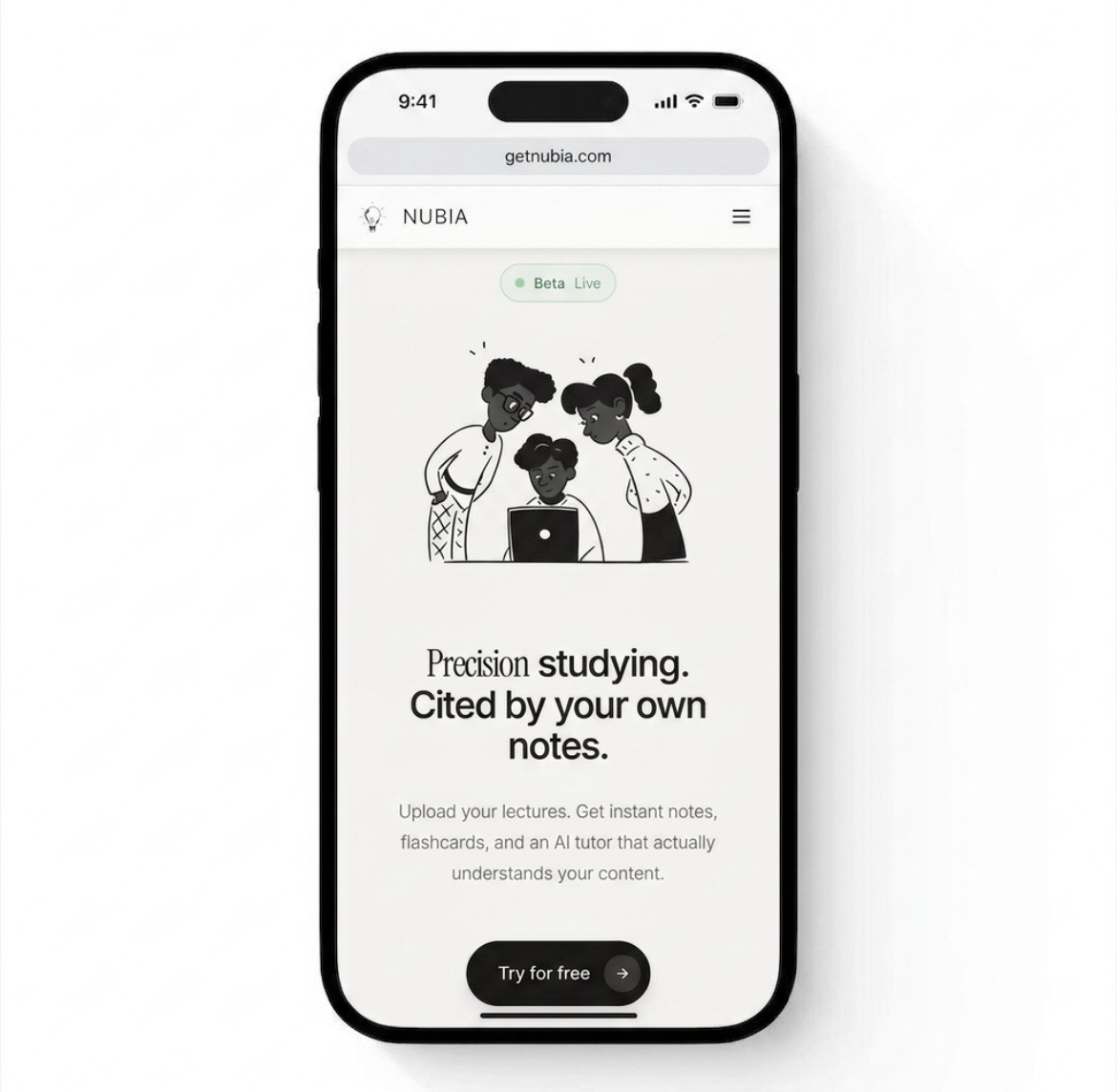 Nubia mobile website shown in an iPhone mockup